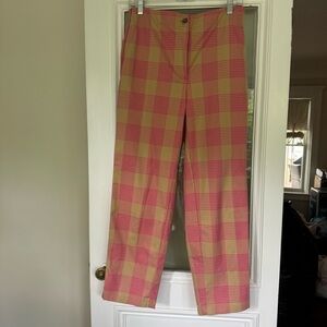 Anthropologie Maeve Pink and Tan Plaid Pants